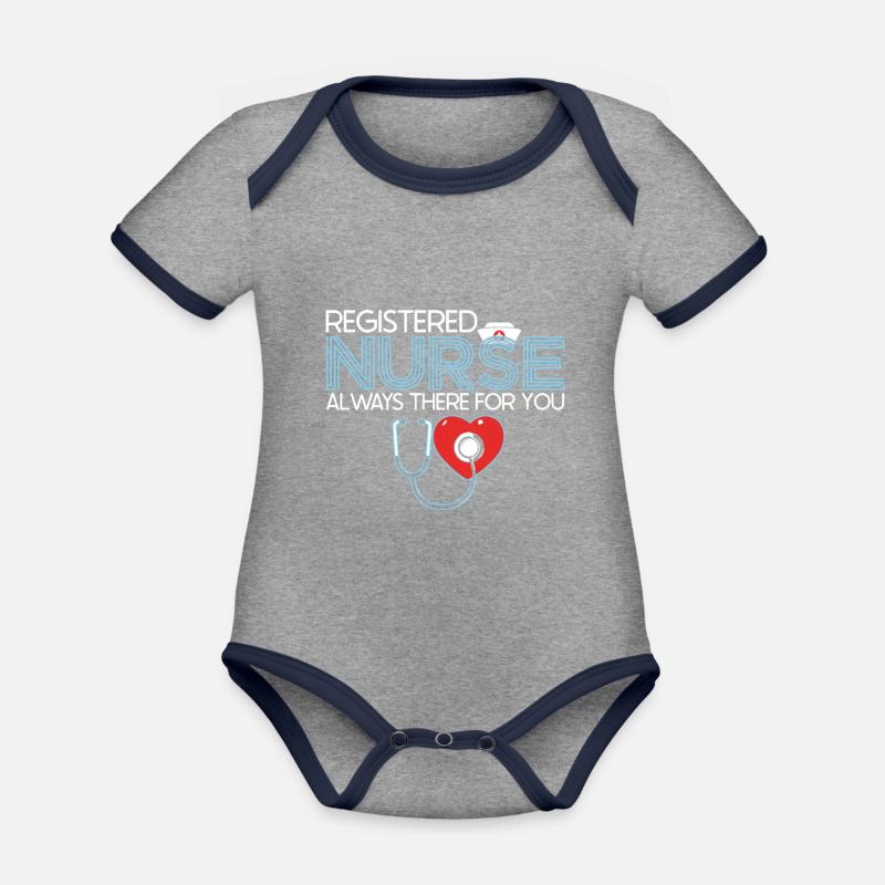Infirmier - Body Bébé bio contrasté manches courtes - gris chiné/bleu marine