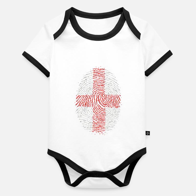 Angleterre Anglais Anglais Anglais Empreinte digitale Flag Body Bébé bio contrasté manches courtes