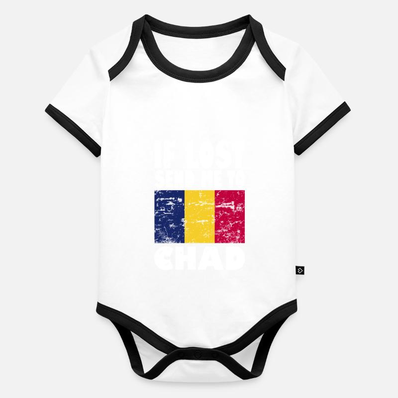 Drapeau du Tchad Body Bébé bio contrasté manches courtes