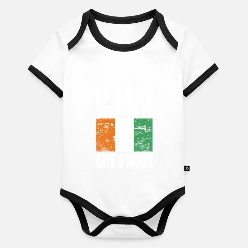 Cote Dívoire Drapeau Disant Body Bébé bio contrasté manches courtes