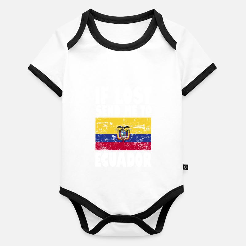 Ecuador Flagge Spruch Baby Bio-Kurzarm-Kontrastbody