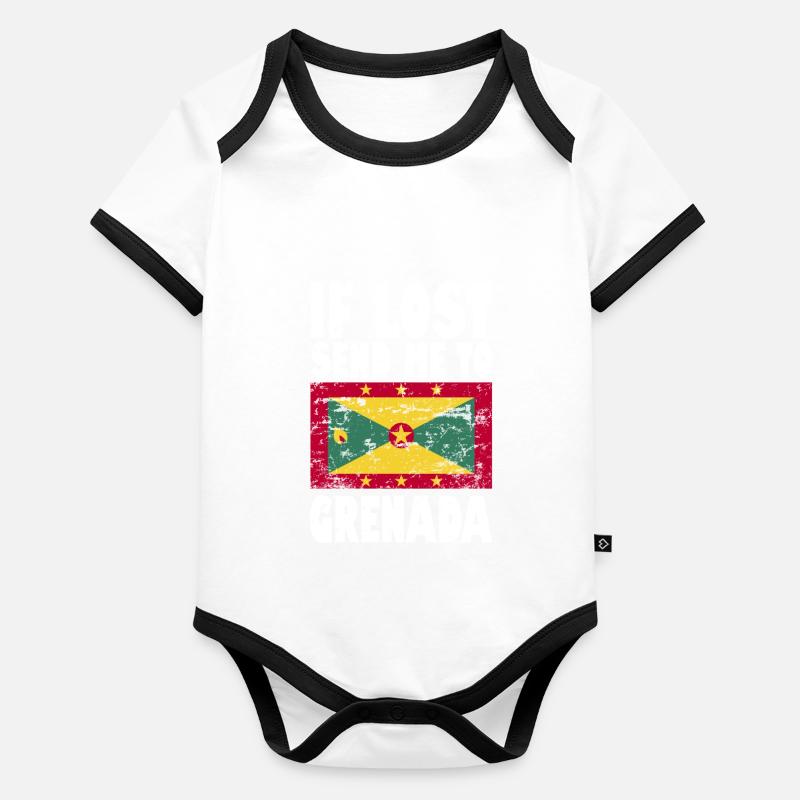 Grenada Flagge Spruch Baby Bio-Kurzarm-Kontrastbody