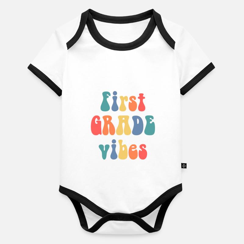 First grade vibes school graphic design Baby Bio-Kurzarm-Kontrastbody