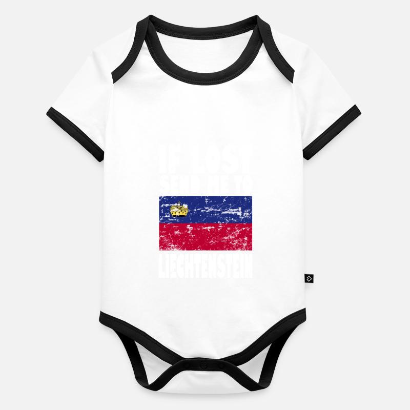 Slogan du drapeau du Liechtenstein Body Bébé bio contrasté manches courtes