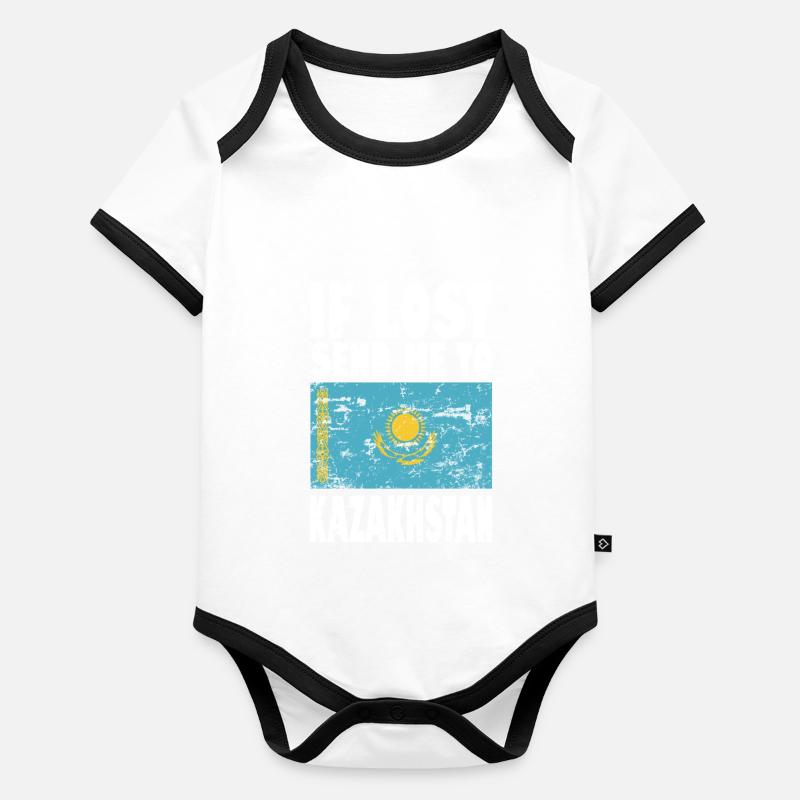 Drapeau du Kazakhstan Body Bébé bio contrasté manches courtes