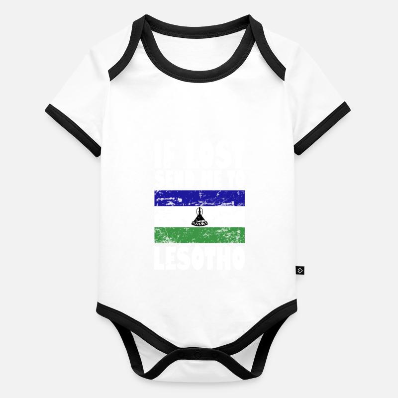 Lesotho Flag Saying Organic Baby Contrasting Bodysuit