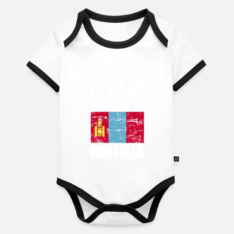 Drapeau de Mongolie Body Bébé bio contrasté manches courtes
