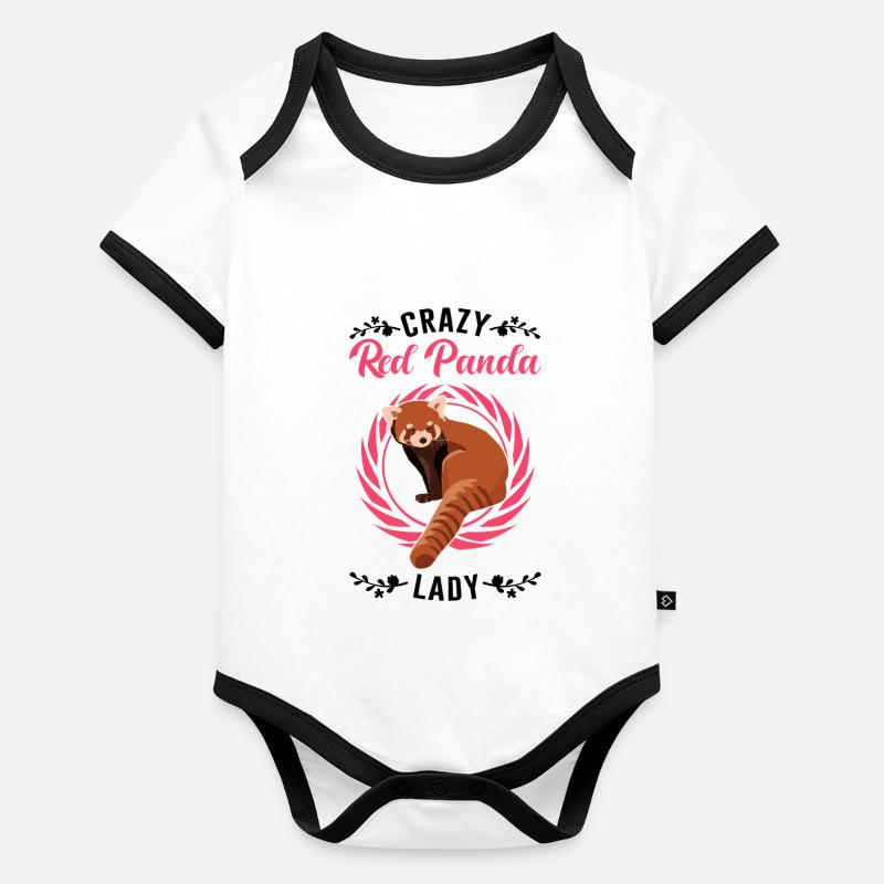 Crazy Red Panda lady Roter Panda Baby Bio-Kurzarm-Kontrastbody