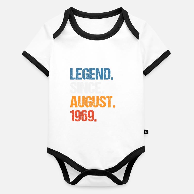 Legend Since August 1969 Birthday Organic Baby Contrasting Bodysuit