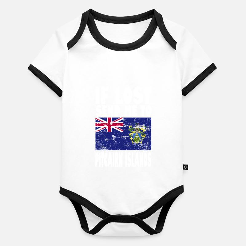 Dicton du drapeau des îles Pitcairn Body Bébé bio contrasté manches courtes
