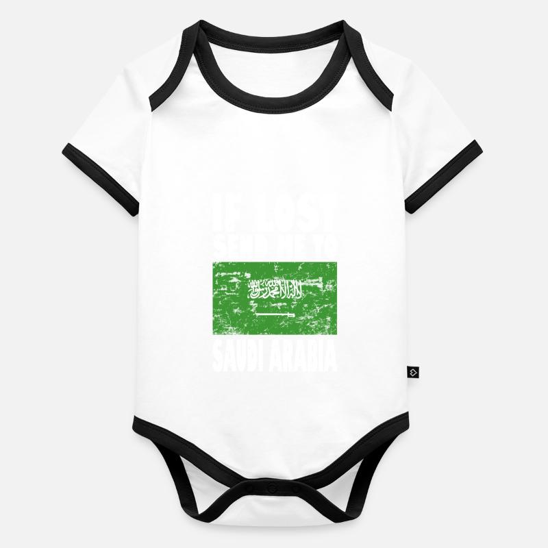 Slogan du drapeau de l’Arabie saoudite Body Bébé bio contrasté manches courtes