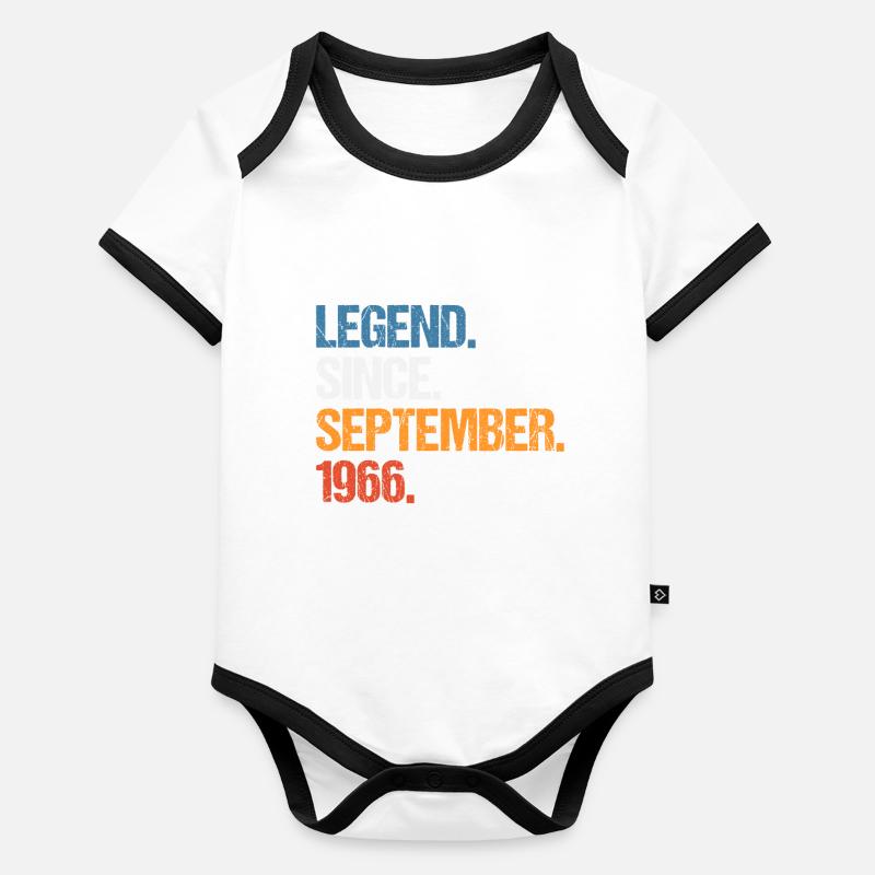 Legend Since September 1966 Birthday Organic Baby Contrasting Bodysuit