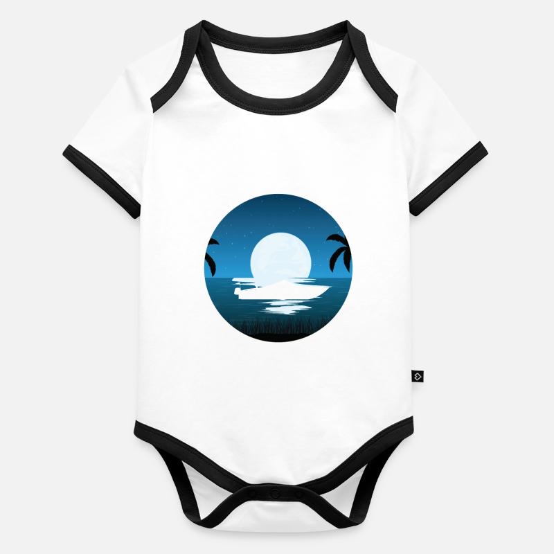 Motorboat Moon Organic Baby Contrasting Bodysuit