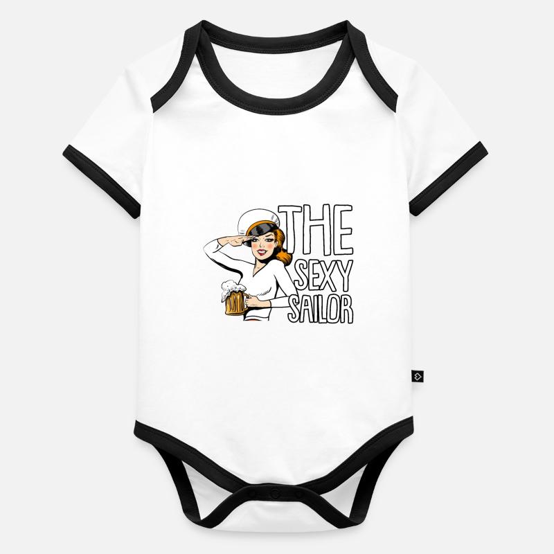 Sailing Sailboat Sailor Organic Baby Contrasting Bodysuit