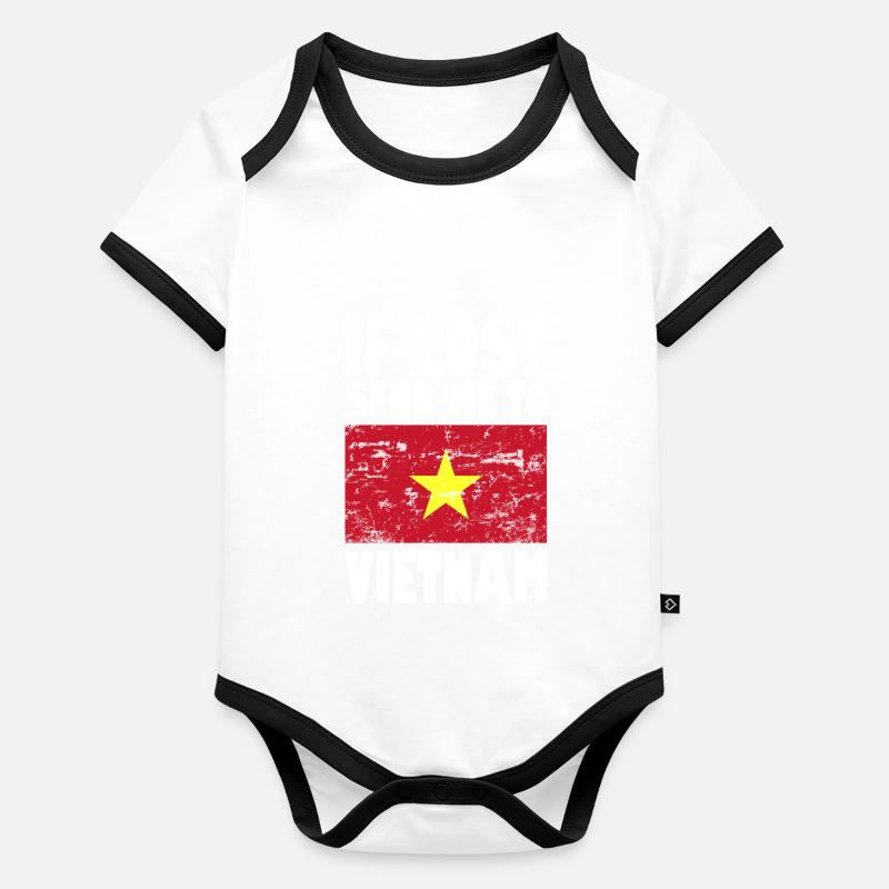 Drapeau du Vietnam Body Bébé bio contrasté manches courtes