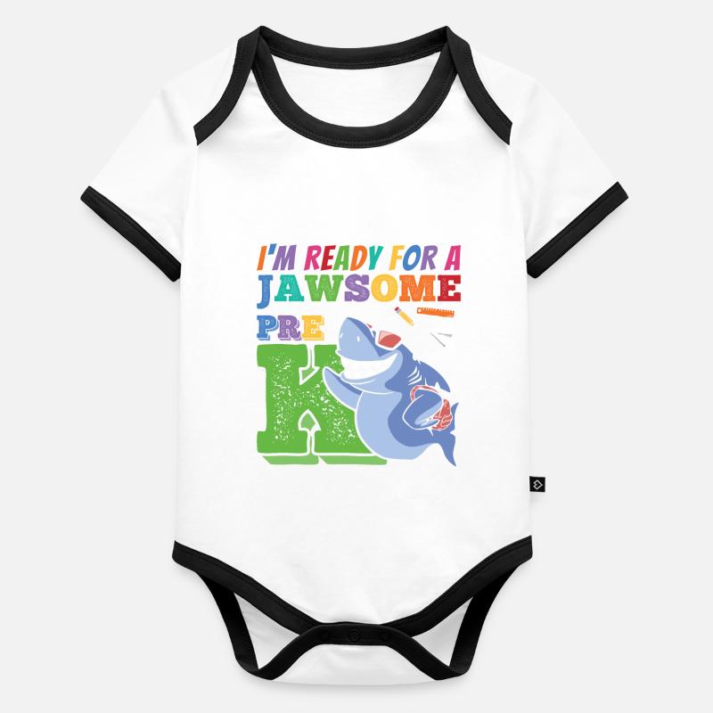 Happy First Day School Pre K Cadeau génial Body Bébé bio contrasté manches courtes