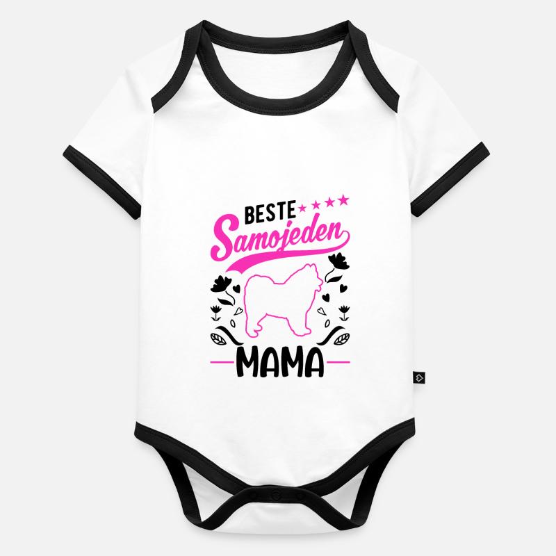 Meilleur Samoyed Mama Sled Dog Samoyeds Body Bébé bio contrasté manches courtes