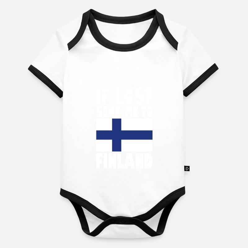 Drapeau de la Finlande Body Bébé bio contrasté manches courtes