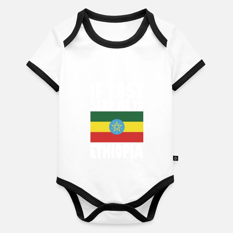 Drapeau de l’Éthiopie Body Bébé bio contrasté manches courtes