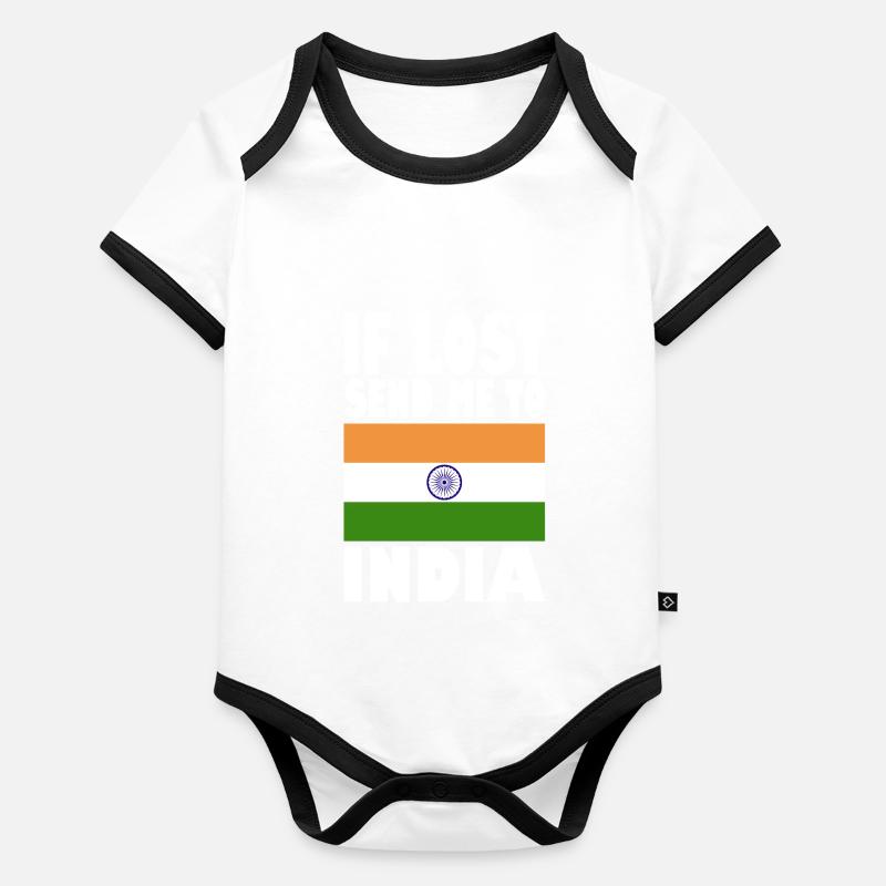 Drapeau de l’Inde Body Bébé bio contrasté manches courtes