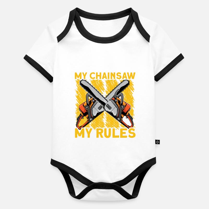 My Chainsaw My Rules Baby Bio-Kurzarm-Kontrastbody