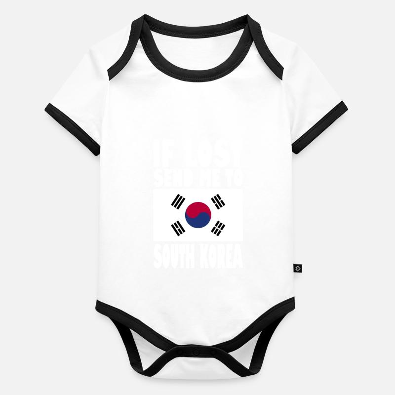 South Korea Flag Saying Organic Baby Contrasting Bodysuit