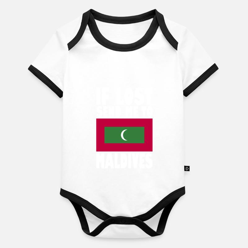 Drapeau des Maldives Body Bébé bio contrasté manches courtes