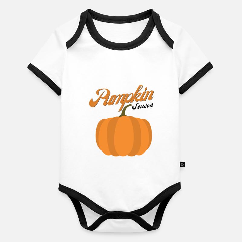 The Season Pumpkin Autumn Tree Orange Fall Leaves Organic Baby Contrasting Bodysuit