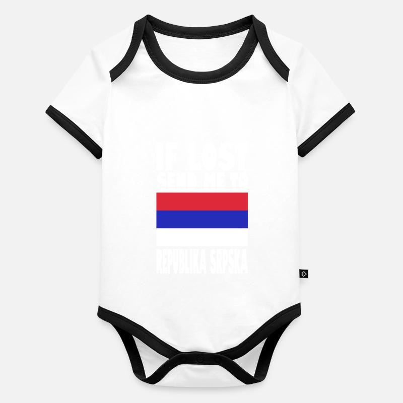 REPUBLIKA SRPSKA Flagge Spruch Baby Bio-Kurzarm-Kontrastbody