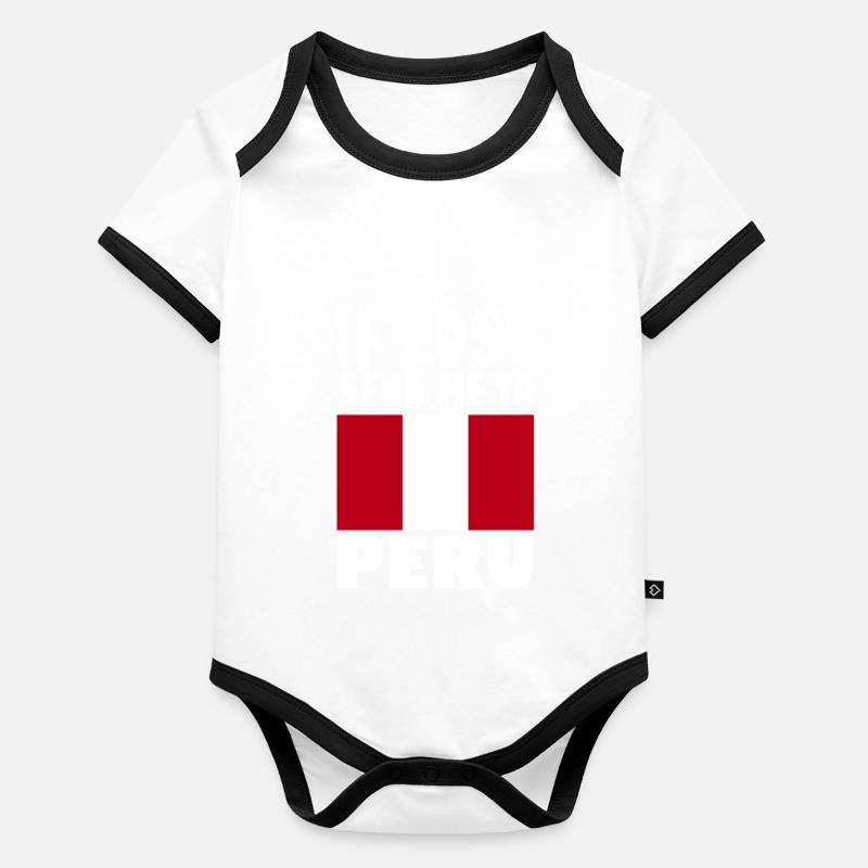 Drapeau du Pérou Body Bébé bio contrasté manches courtes