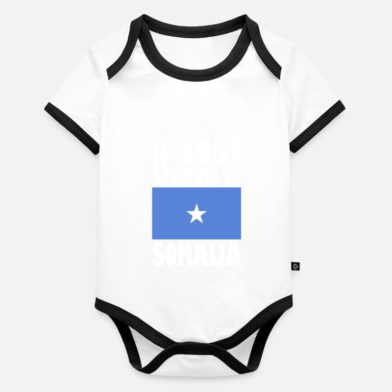 Somalia Flagge Spruch Baby Bio-Kurzarm-Kontrastbody