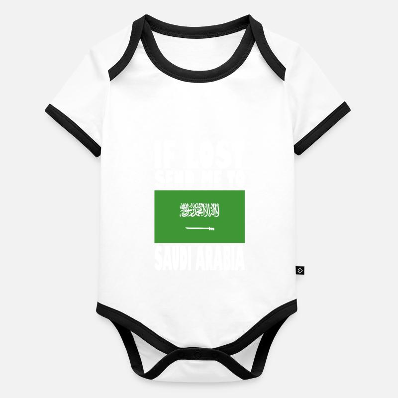 Slogan du drapeau de l’Arabie saoudite Body Bébé bio contrasté manches courtes