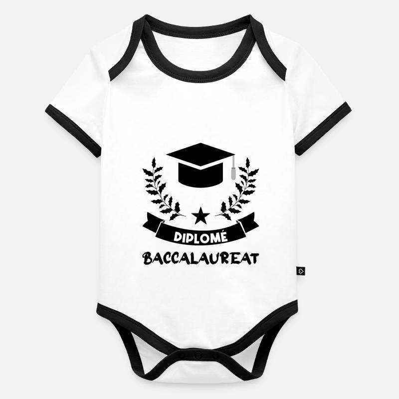 Diplôme de baccalauréat Body Bébé bio contrasté manches courtes