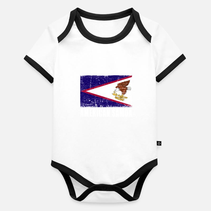 Amerikanisch Samoa Flagge Baby Bio-Kurzarm-Kontrastbody