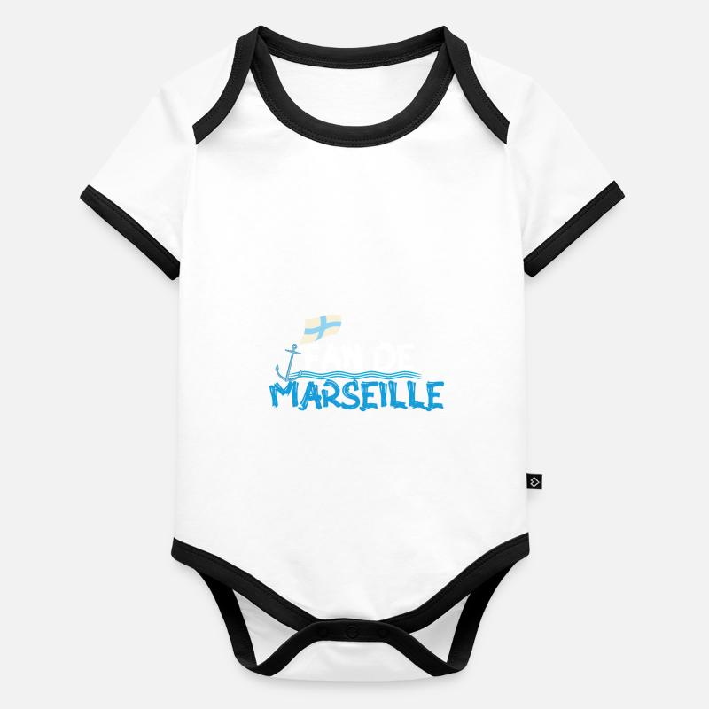 Fan de Marseille Body Bébé bio contrasté manches courtes