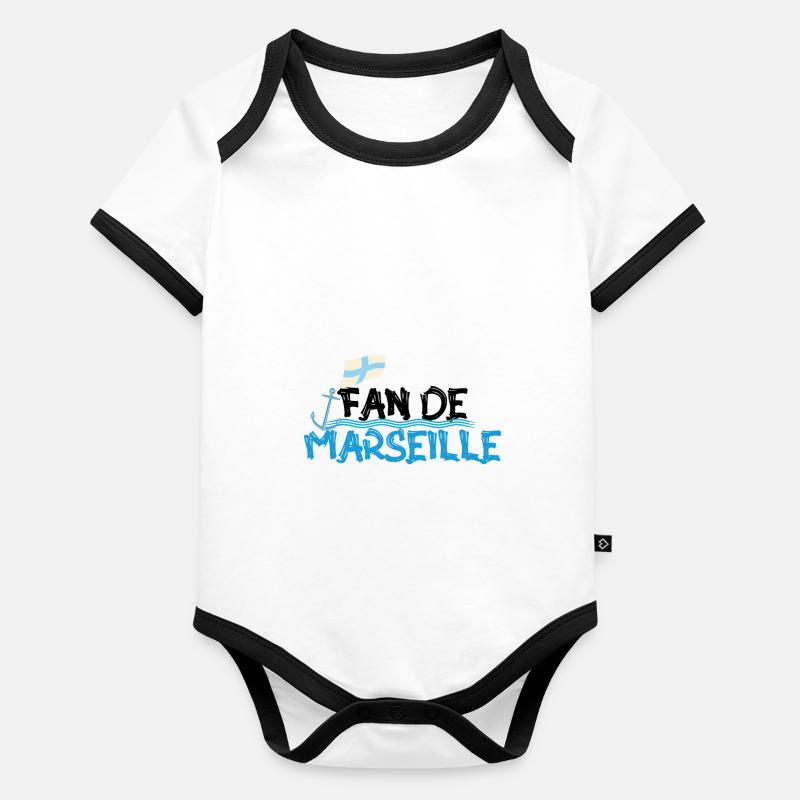 Fan de Marseille Body Bébé bio contrasté manches courtes