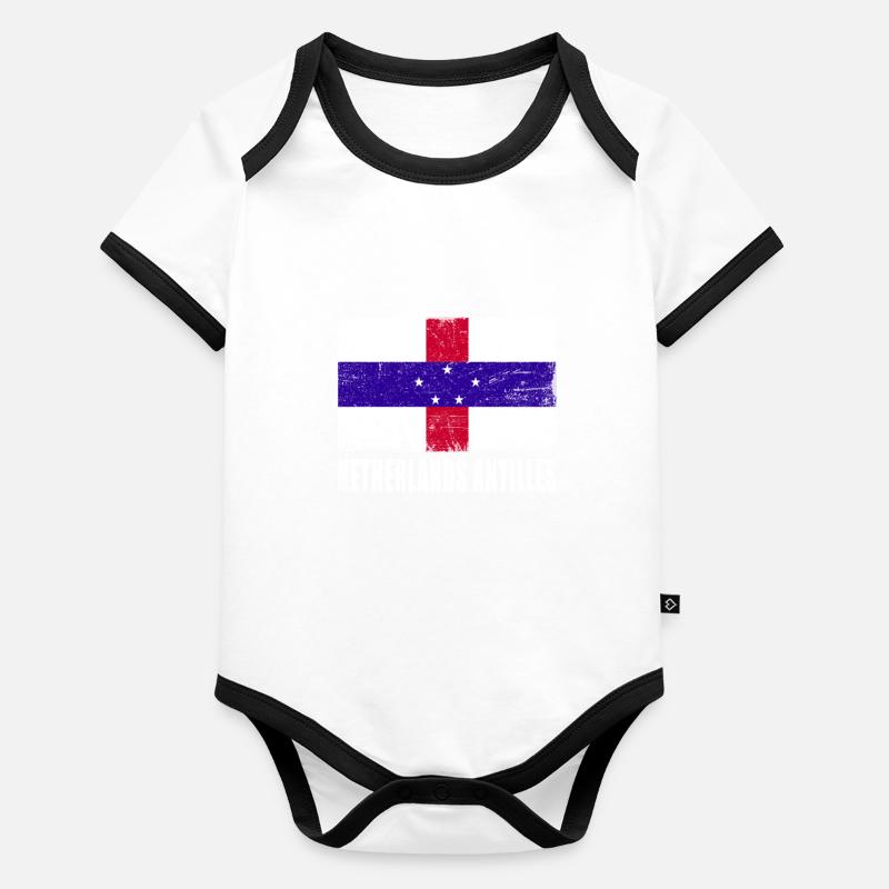 Drapeau des Antilles néerlandaises Body Bébé bio contrasté manches courtes