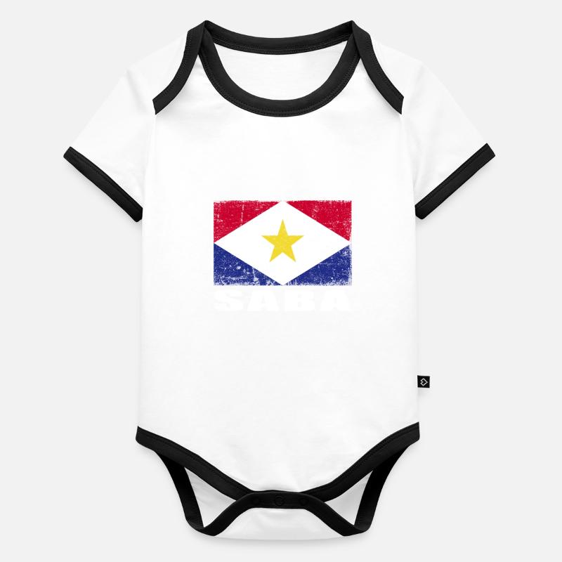 Saba Flag Grunge Saba Flag Organic Baby Contrasting Bodysuit