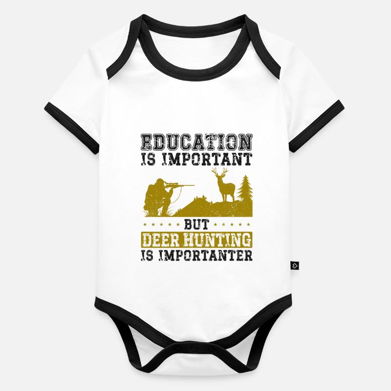 Buck Deer Hunting Hunter Vintage Baby Bio-Kurzarm-Kontrastbody