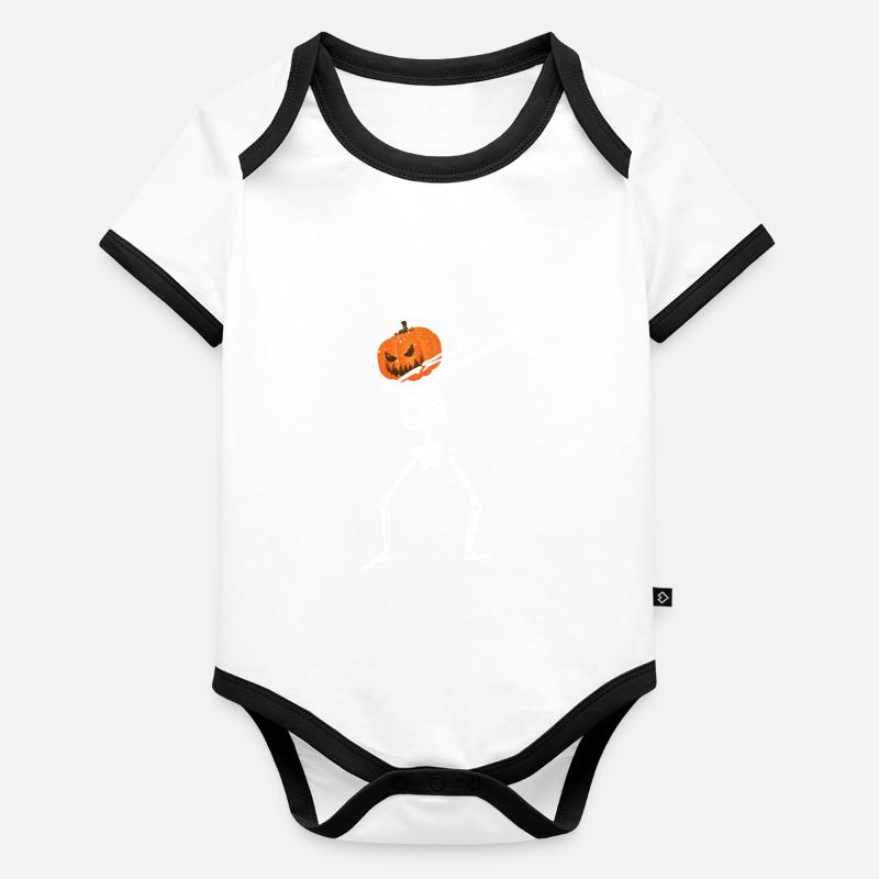 Halloween Dabbing Squelette Effrayant Citrouille Body Bébé bio contrasté manches courtes