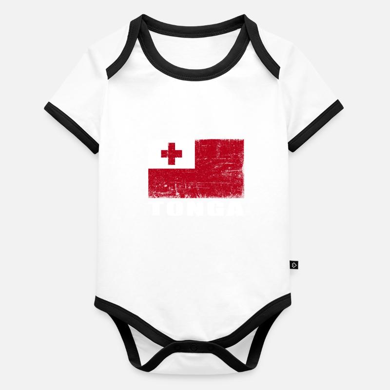 Drapeau des Tonga Grunge Drapeau des Tonga Body Bébé bio contrasté manches courtes