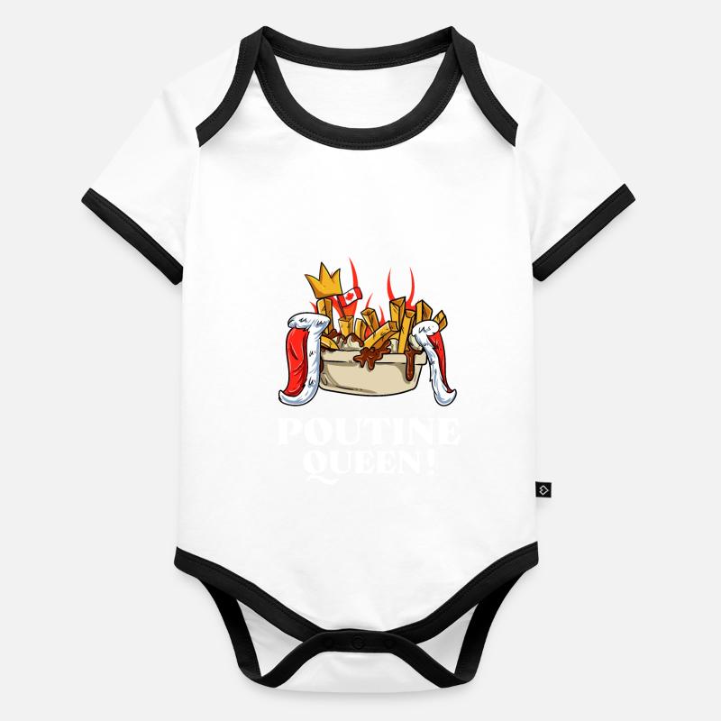 Kanadische Poutine Pommes Frites Mittagessen Baby Bio-Kurzarm-Kontrastbody