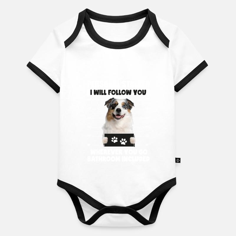 Personal Stalker Dog, Australian Shepherd, gift Body Bébé bio contrasté manches courtes