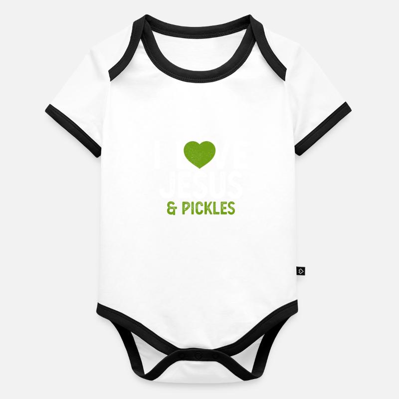 J’aime Jésus Cornichons Drôle Cornichon Amant Citation Jeu de mots Body Bébé bio contrasté manches courtes