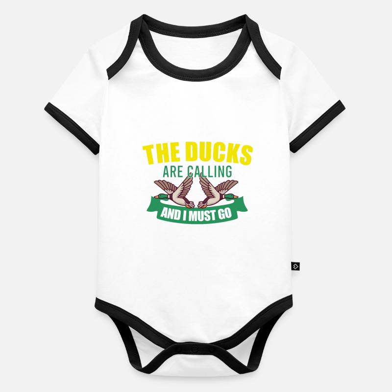Chasse au canard Chasseur de canards Chasse aux oiseaux Body Bébé bio contrasté manches courtes