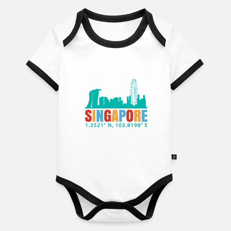 Singapour Body Bébé bio contrasté manches courtes