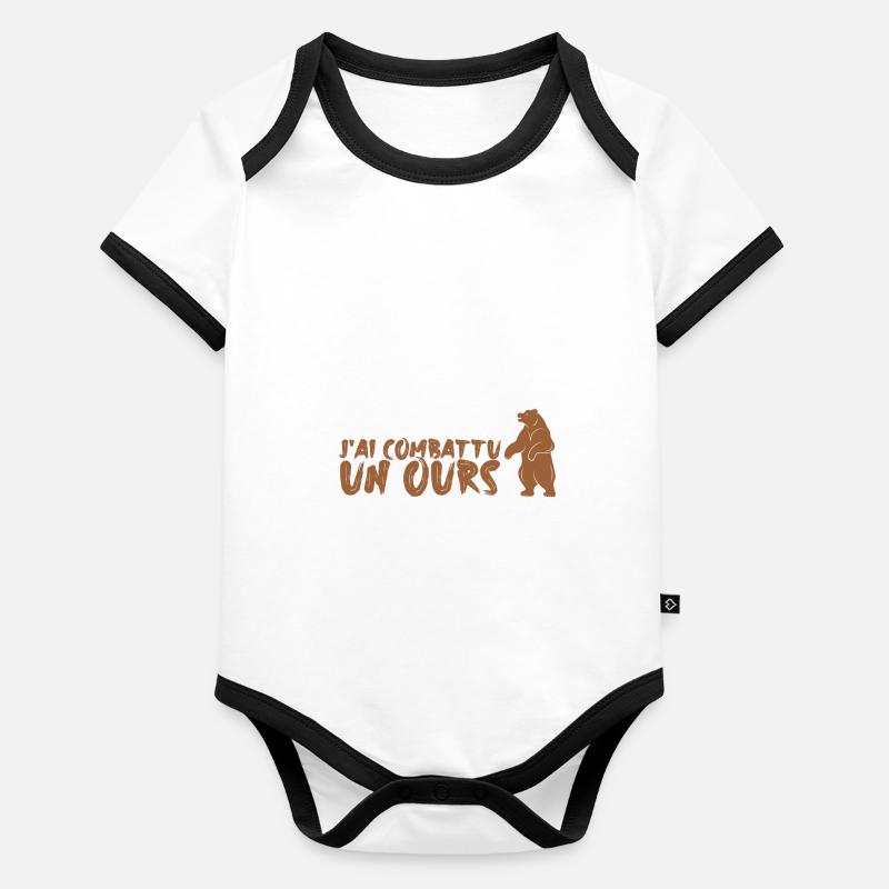 Je combattais un ours Body Bébé bio contrasté manches courtes