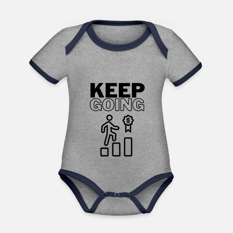 Keep Going - Organic Baby Contrasting Bodysuit - heather grey/navy