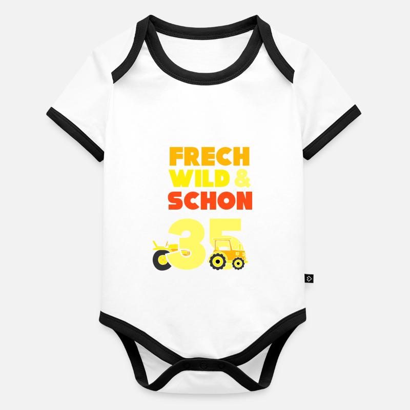 Geschenk 35 Jahre Geburtstag Mann Traktor Baby Bio-Kurzarm-Kontrastbody