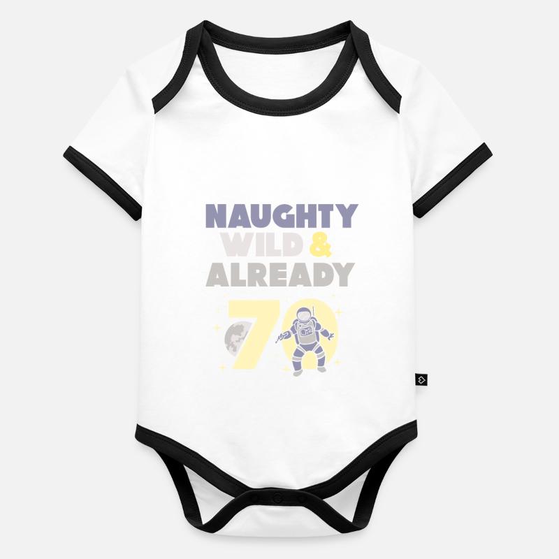 Geschenk 70 Jahre Geburtstag Mann Astronaut Baby Bio-Kurzarm-Kontrastbody